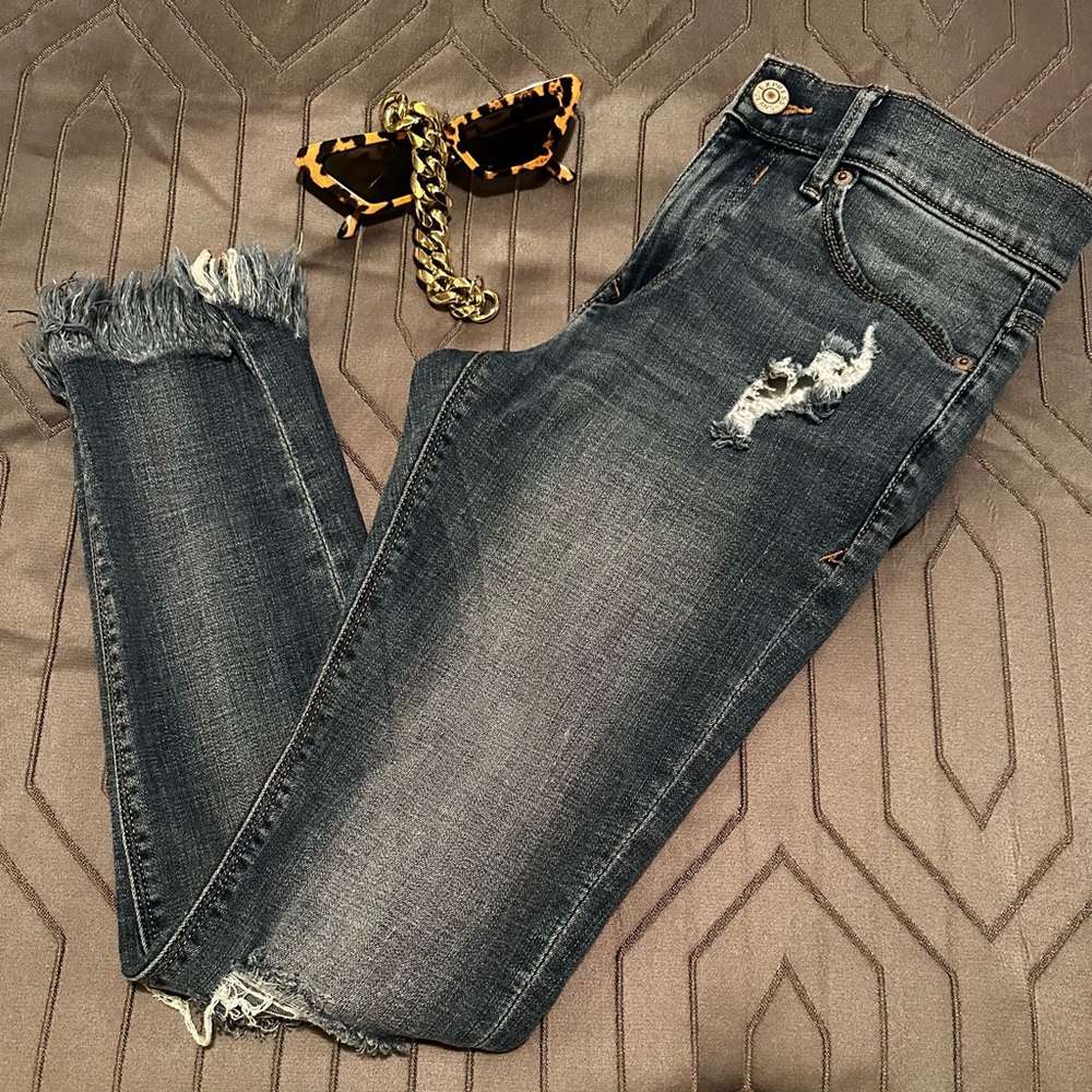 Express Performance Stretch Jeans. Cropped Mid Ri… - image 1